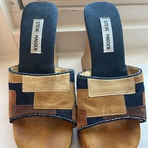Denim Suede Patchwork Clog